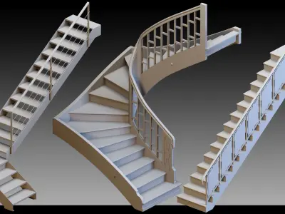 40 Stairs- Vol 02- Kitbash- High detail 3d models 3D model
