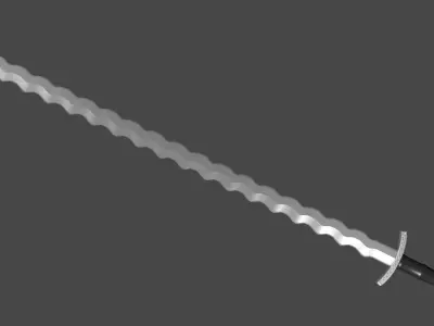 Flamberge sword with Caroling handle Low-poly 3D model