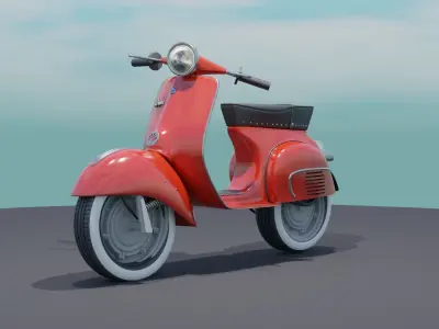 Red Vespa 150 Cartoon  3D model