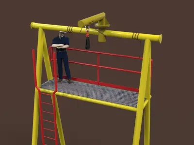 A frame davit crane temporary Free 3D model