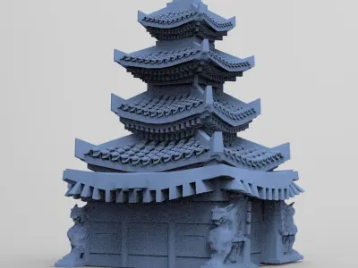Stylized Chinese tower 2  3D model