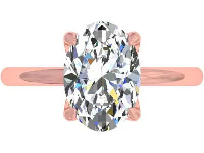 Oval Stone Tulip Engagement Ring 3D print model