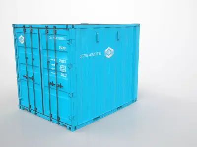 Intermodal Shipping Container 10-foot-long Blue Low-poly 3D model