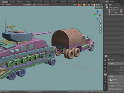 M19 Tank Transporter-Sherman Tank  Base Mesh Model Low-poly 3D model