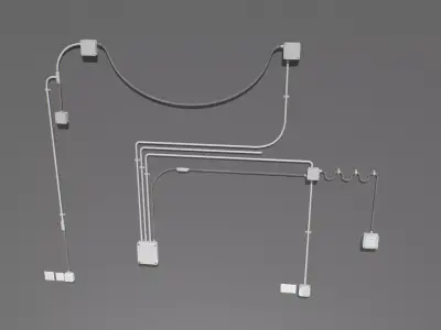 Metal Electric wall wires set Low-poly 3D model