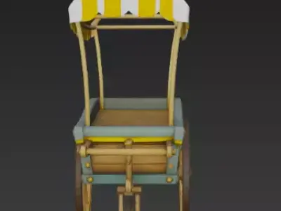 Pixar style cartoony fruit cart 3D model