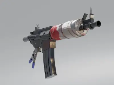 Apocalyptic M4 Rifle Low-poly 3D model