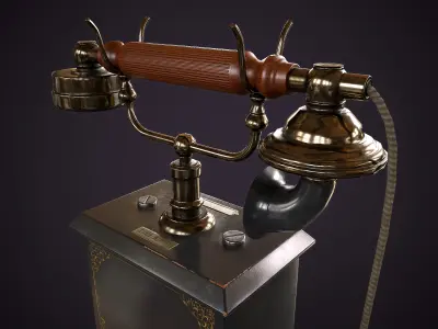 Old vintage telephone Low-poly 3D model