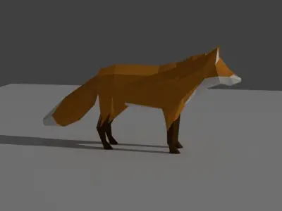 low-poly-fox fox Low-poly 3D model