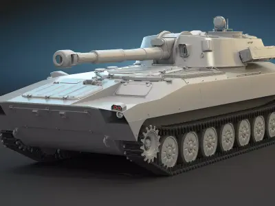 2S1 Gvozdika High-Poly 3D model