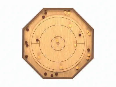 Crokinole Board Table Game 3D model