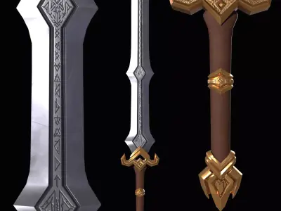 Medieval Fantasy Sword Stylized PBR Low-poly 3D model