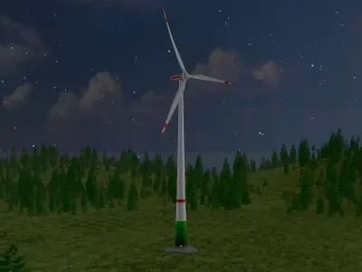 Wind-turbine with foundation E1 H-160 RD 138 m Low-poly 3D model
