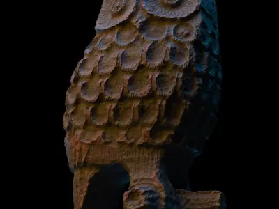 Owl on a branch 3D model