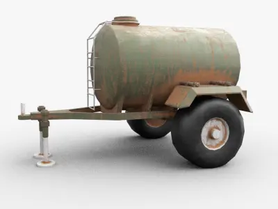 water tank semi trailer Low-poly 3D model