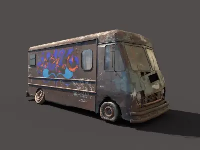 Abandoned Van With Graffiti 3D model