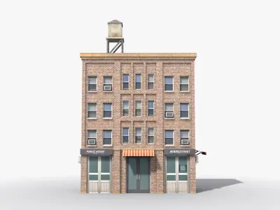 Apartment Building x14 Low-poly 3D model
