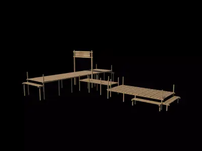 wooden wharf or pier 3D model