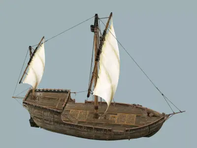 Galeon Ship X1 Game-Ready Low Poly 3D Model Low-poly 3D model
