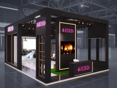 Exhibition Stand Stall 9X6 3 Side Open 3D model