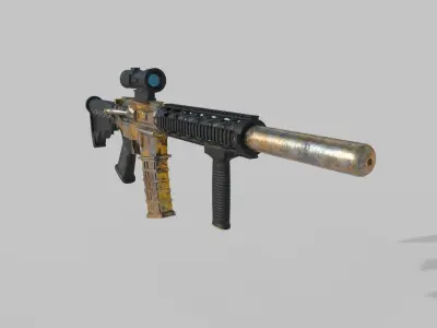 M4 rifle gun machine weapon 3D model