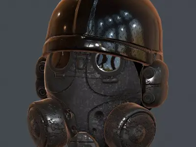 Gas mask helmet 3d model scifi Low-poly  Low-poly 3D model 23
