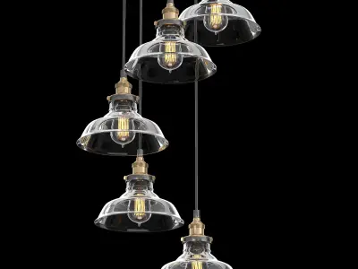 Factory Filament Clear Glass Barn Round Pendant 5 3D model