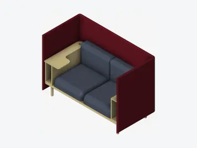 Sofa - Contemporary - Flame Work Shelf - Left - Armrest Shelf Low-poly 3D model