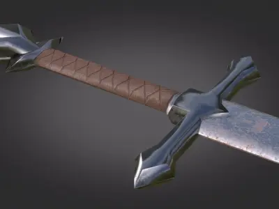Stylized Medieval Sword melee weapon game ready Low-poly 3D model get