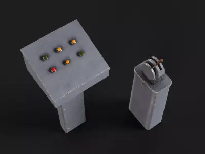 Simple Old Industrial Control Post old 3D model