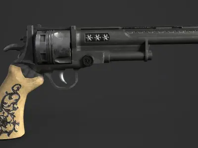 Revolver Low-poly 3D model 17