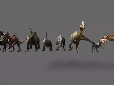 Dinosaurs Pack 4 Low-poly 3D model
