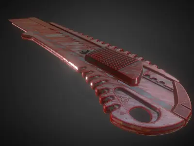 Box Cutter Lowpoly Bloody Version - Gameready - PBR Textures Low-poly 3D model