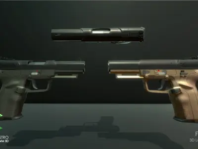 FSC-9mm gun with magazine Low-poly 3D model