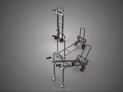 3 IN 1 BLACK CONVERTIBLE FOLDING HAND TRUCK CART TROLLEY DOLLY 3D model