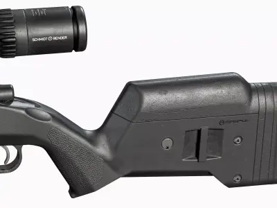 Remington 700 Magpul Tactical Sniper Rifle Low-poly 3D model