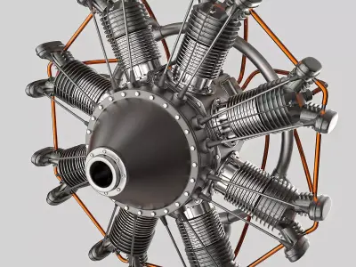 Animated Radial Engine 3D model