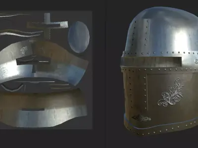 Medieval Closed Face Helm Low-poly 3D model