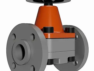PVC Manual Diaphragm Valves - DIN Flanged Ends Free 3D model