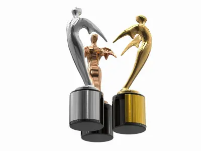  Sculpted Award Trio on Black Base 