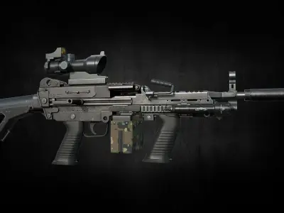 Armory 300 Blackout SAW K low poly game ready model Low-poly 3D model