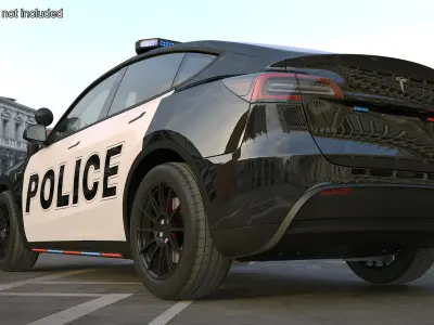 Police Car Tesla Model Y Lights On 3D model