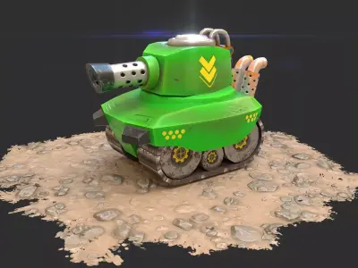 Stylized Cartoon Tank Low-poly 3D model purchase