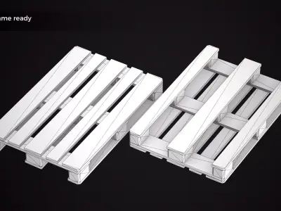 Wooden Pallet 3 Variants  Unity Unreal FBX PBR Low Poly 4K Low-poly 3D model