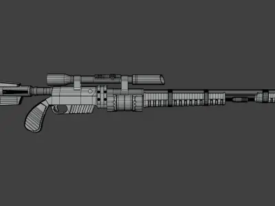 Futuristic Sniper Rifle Low-poly 3D model