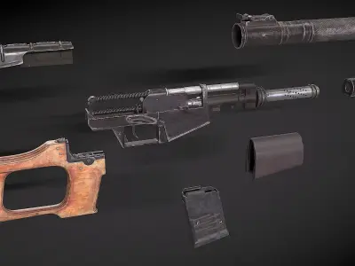 VSS and VAL  Sniper and Assault rifle   PBR GAMEREADY LOWPOLY Free low-poly 3D model