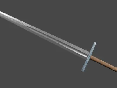 Excalibur sword with Grossmesser handle Low-poly 3D model