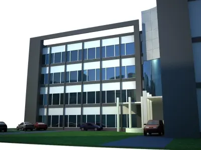 pradesign office building with cars parked Free 3D model