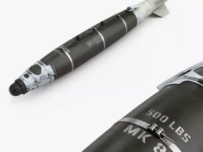 GBU-54 LJDAM Laser-Guided Smart Bomb Black 3D model