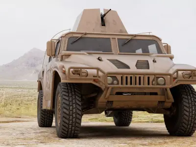 Military Vehicle Humvee Gunner Turret HMMWV Concept Coyote Color 3D model